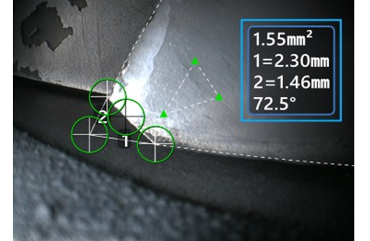 区域与测量平面配合，测量叶尖掉块的大小