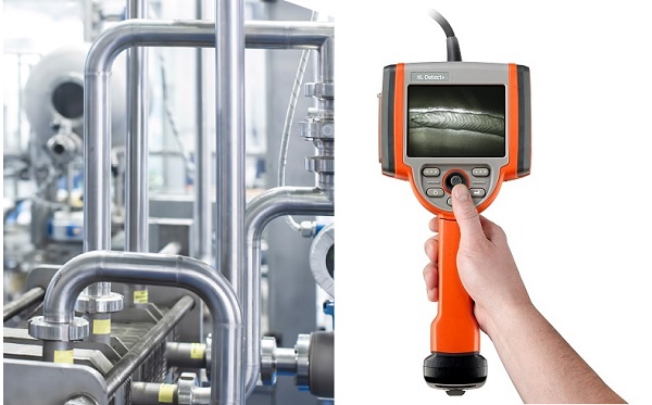 使用韦林工业内窥镜检查不锈钢管内部焊缝